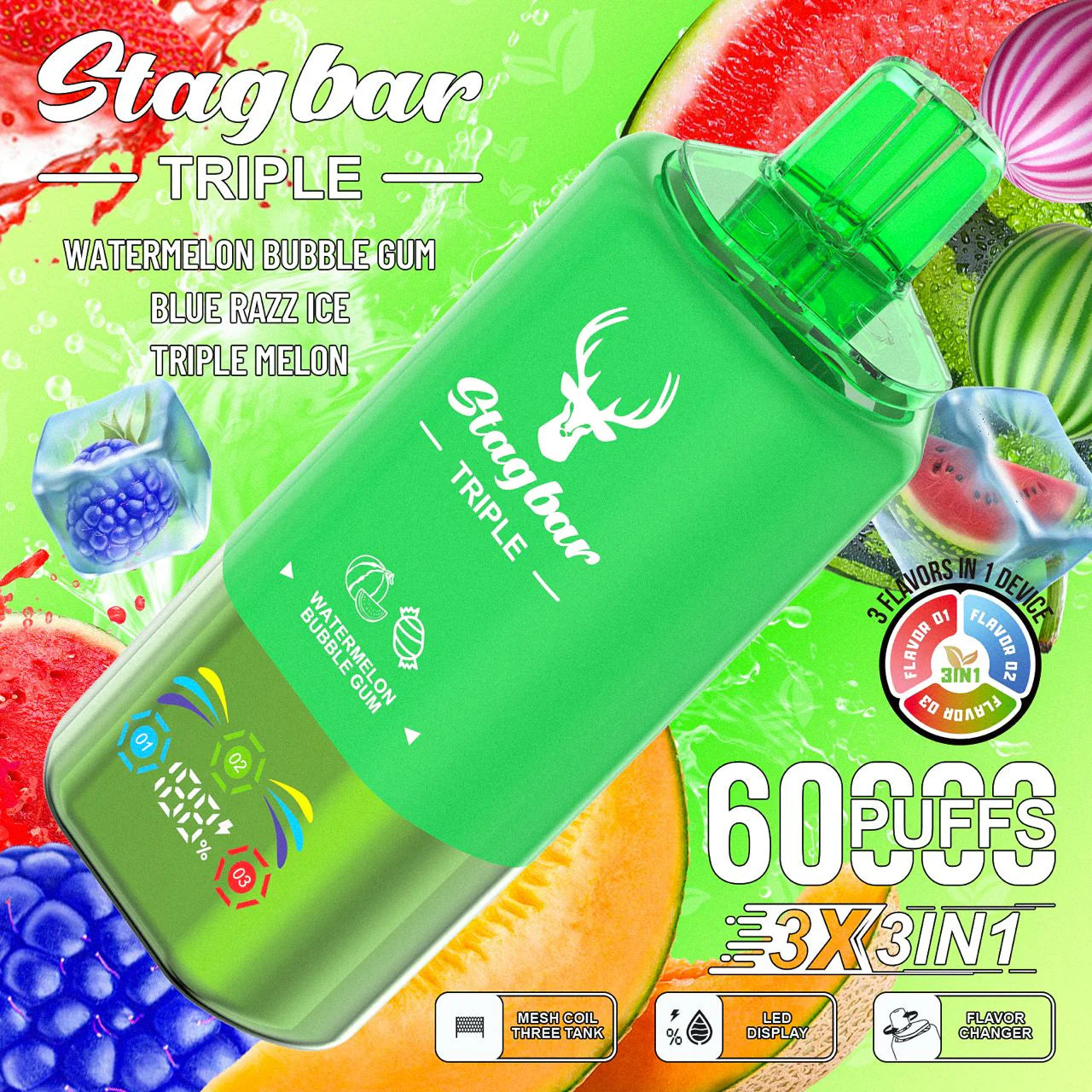 Stag Bar 60.000 Puffs - Vape 3 sabores en 1