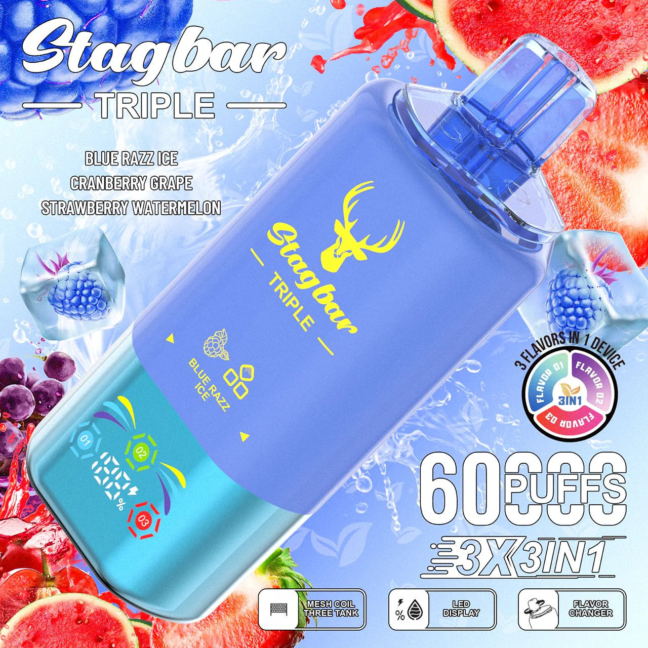 Stag Bar 60.000 Puffs - Vape 3 sabores en 1