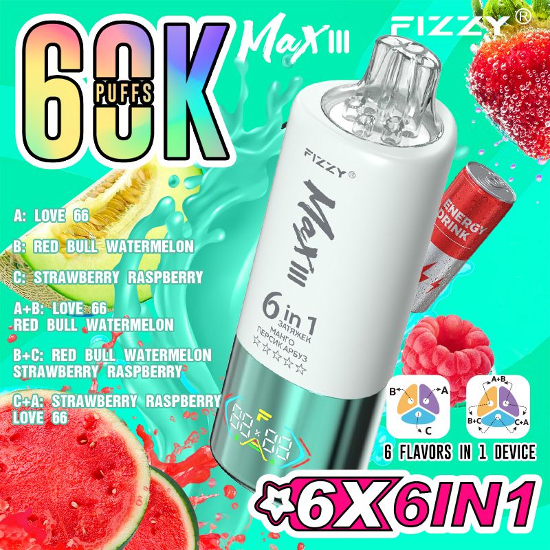 Fizzy Séxtuple 60.000 Puffs - Vape 6 sabores en 1