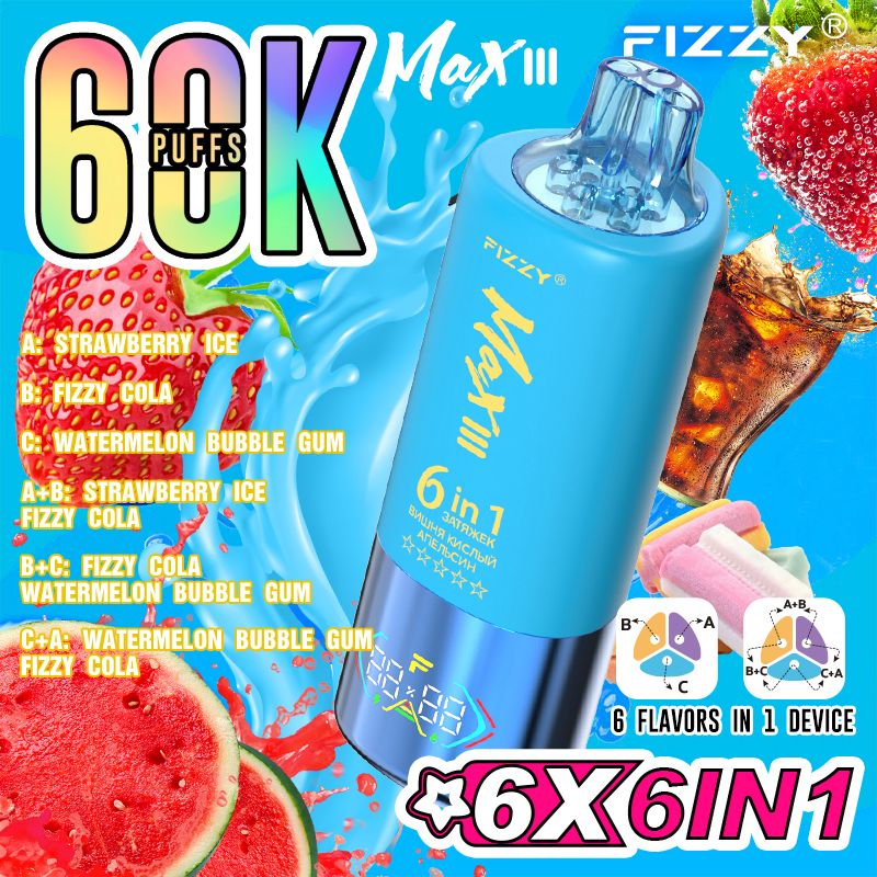 Fizzy Séxtuple 60.000 Puffs - Vape 6 sabores en 1
