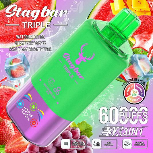 Stag Bar 60K - Sandía Helada – Fresa con Uva – Melocotón Mango y Piña