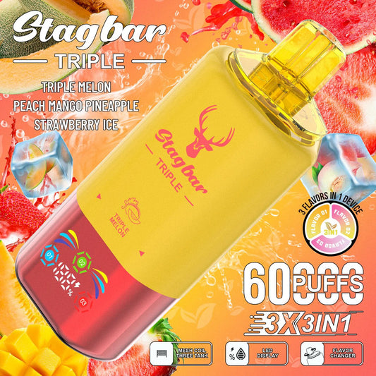Stag Bar 60K - Triple Melón - Melocotón Mango Piña - Fresa Helada