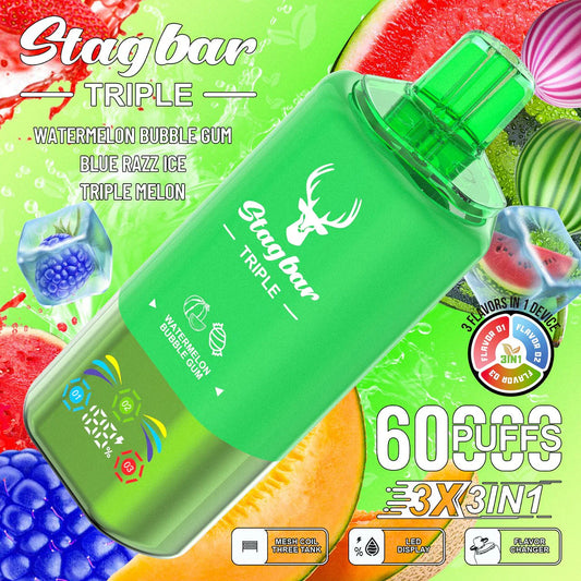 Stag Bar 60K -  Chicle de Sandía - Frambuesa Azul Helada - Triple Melón