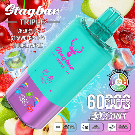 Stag Bar 60K - Fresa con Uva – Frambuesa con Sandía – Arándano Helado